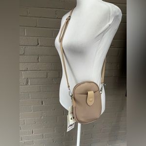 Taupe Italian leather mini Crossbody NWT